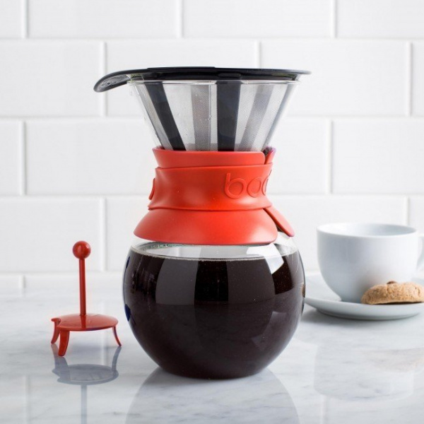 BODUM Кофейник с фильтром Pour Over 1 л. красный