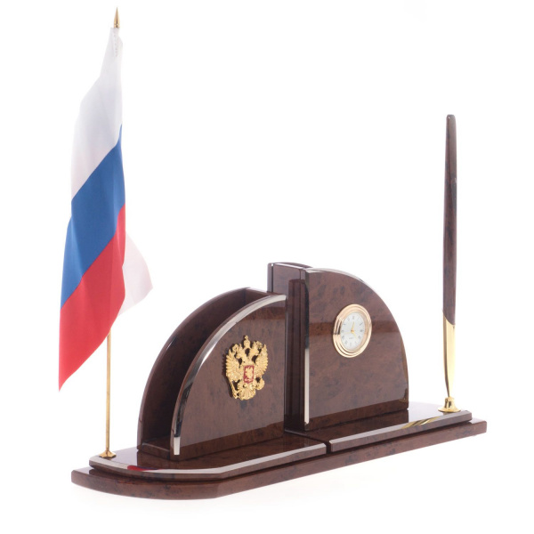 Настольный набор с флагом "Полумесяц" камень обсидиан(121960)