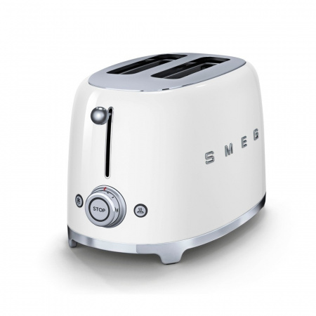 Smeg TSF01WHEU тостер на 2 ломтика, 950 ВТ, 19.8х19.5 см, ,белый 