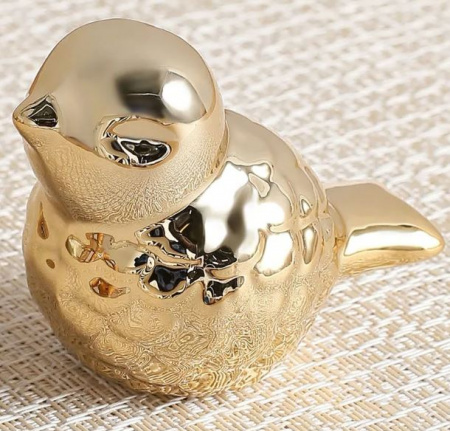 Фигурка птицы Aleks, золотой, керамика, 7х4х6 см